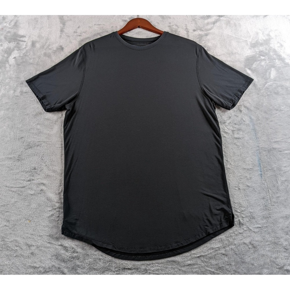 Jack Archer Anytime Shirt Mens Large Black Short Sleeve Tee Curved Hem READ